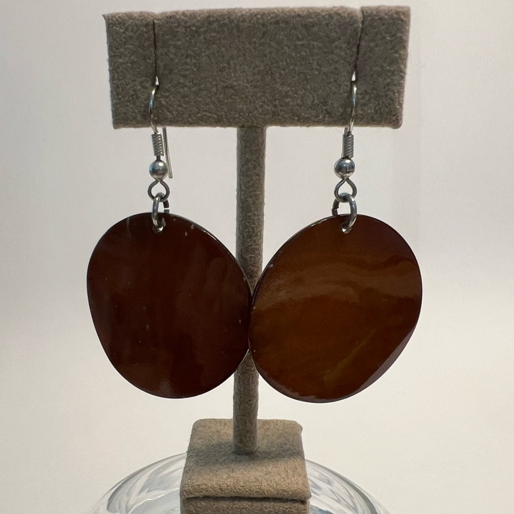 Bronze/brown colored round dangle earrings